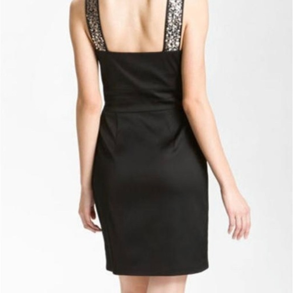 NWOT Donna Ricco Black Sequin Strap Satin Cocktail Dress - Picture 2 of 8
